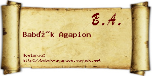 Babák Agapion névjegykártya